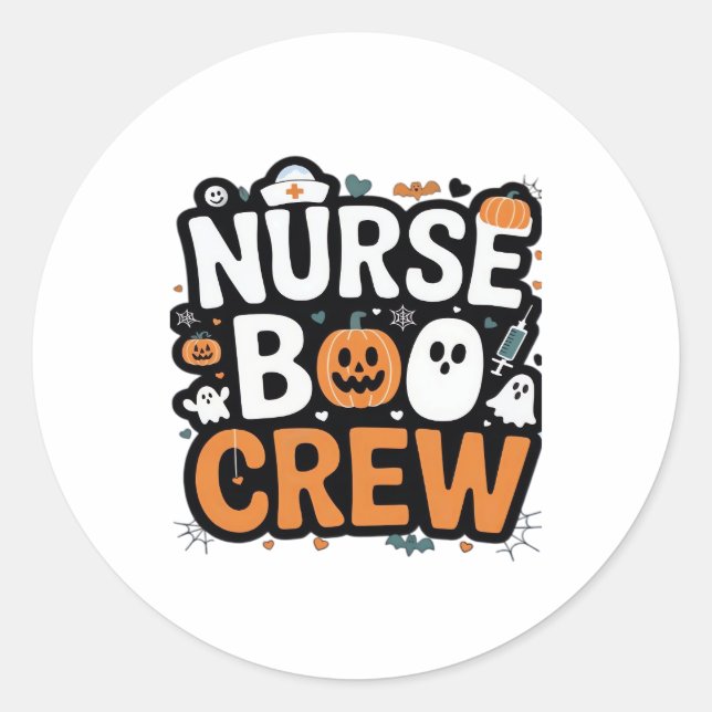 Nurse Boo Crew  Halloween Healthcare Hero  Spooky  Runder Aufkleber (Vorderseite)