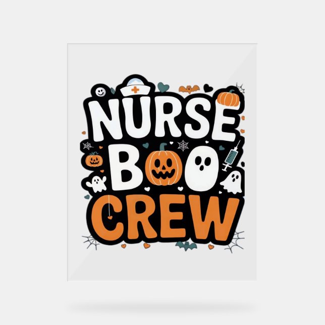 Nurse Boo Crew Halloween Healthhero Spooky Acrylschild (Vorderseite)