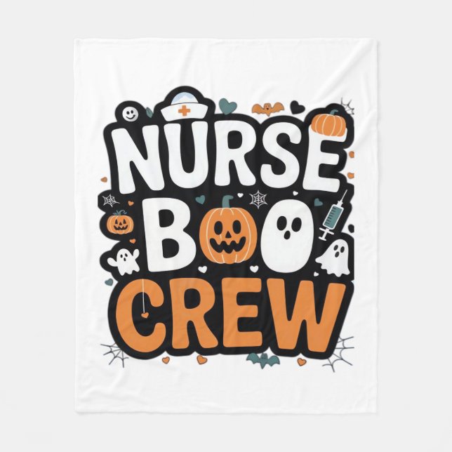 Nurse Boo Crew Halloween Healthhero Spooky Fleecedecke (Vorderseite)