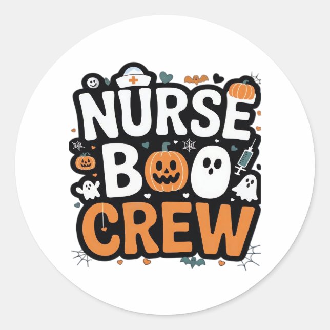 Nurse Boo Crew Halloween Healthhero Spooky Runder Aufkleber (Vorderseite)