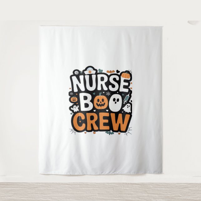 Nurse Boo Crew Halloween Healthhero Spooky Wandteppich (Vorderseite)