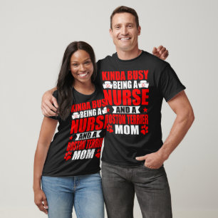 Nurse Boston Terrier Dog Cat Mama Geschenk T-Shirt