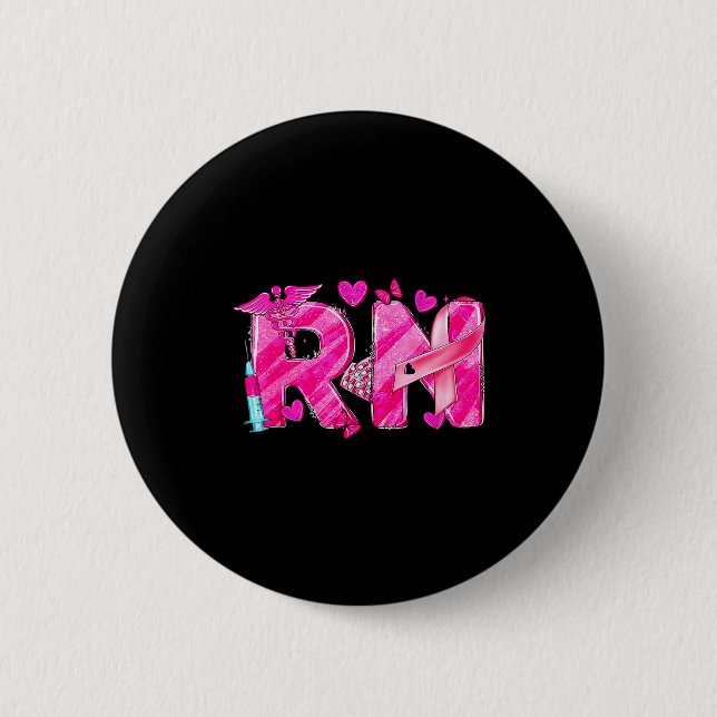 Nurse Breast Cancer Awareness Nk Ribbon Nursing Rn Button (Vorderseite)