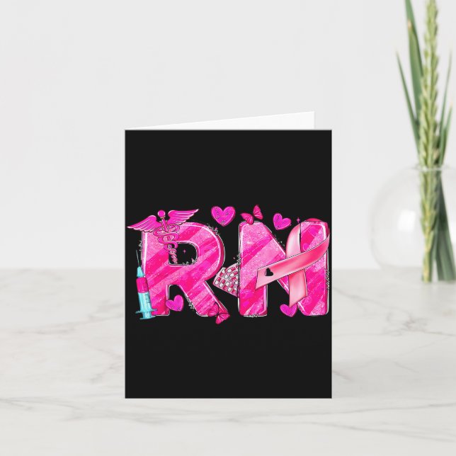 Nurse Breast Cancer Awareness Nk Ribbon Nursing Rn Karte (Vorderseite)