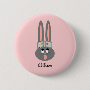 Nurse Bunny Medical Blush Pink Personalized Button