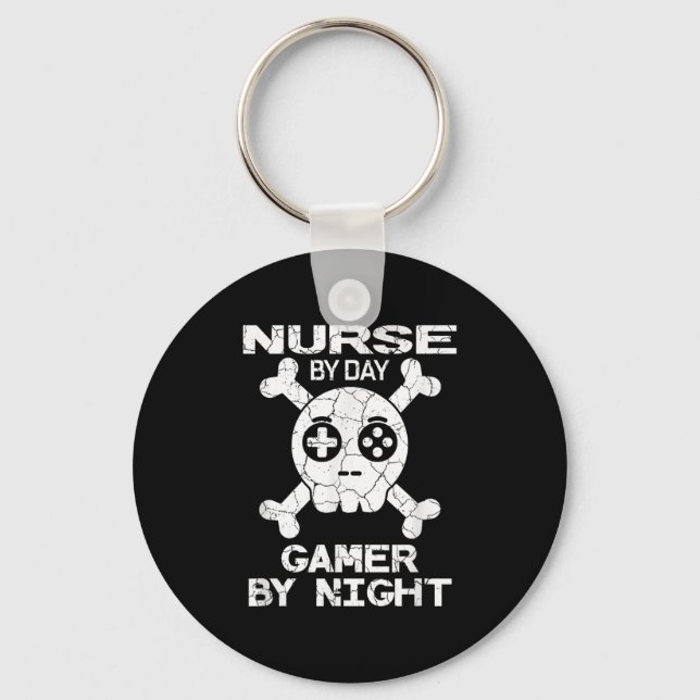 Nurse By Day Gamer By Night - Gaming Quote  Schlüsselanhänger (Vorderseite)
