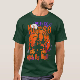 Nurse by Day Hexe by Night Funny Halloween Vintag T-Shirt