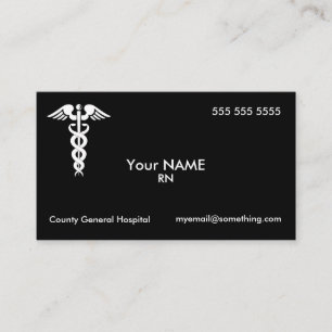 Nurse Caduceus Black Visitenkarte