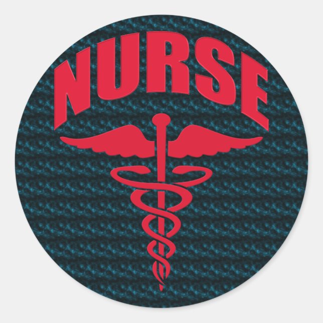 Nurse Caduceus Red Runder Aufkleber (Vorderseite)