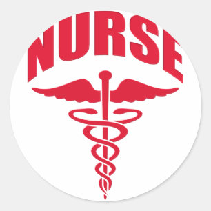 Nurse Caduceus Red Runder Aufkleber
