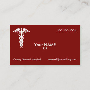 Nurse Caduceus Red Visitenkarte
