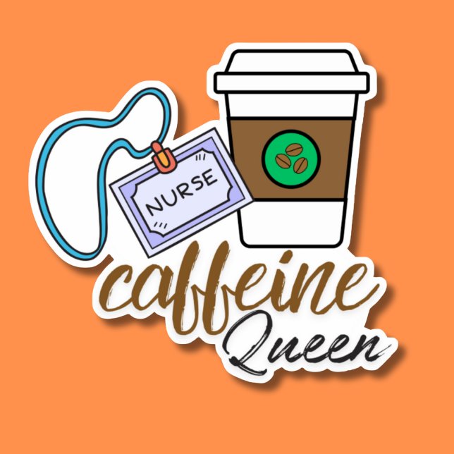 Nurse Caffeine Queen Waterproof Aufkleber (Von Creator hochgeladen)