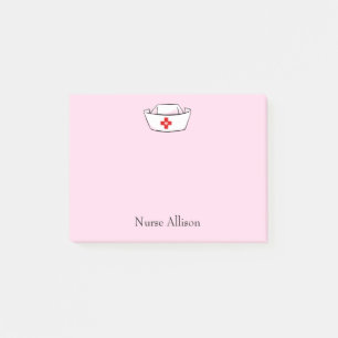 Nurse-Cap-Add-Name Rosa 4x3 Post-it Klebezettel