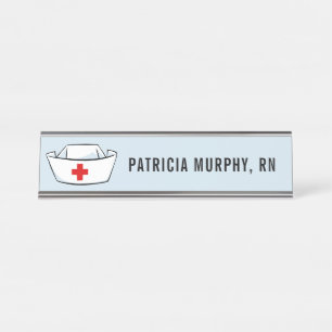 Nurse Cap RN Personalisiert Name Blau Schreibtischnamensplakette