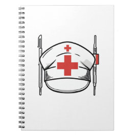 Nurse Cap with Red Cross and Medical Tools Design Notizblock