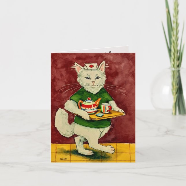Nurse Cat Folded Note Card (Vorderseite)