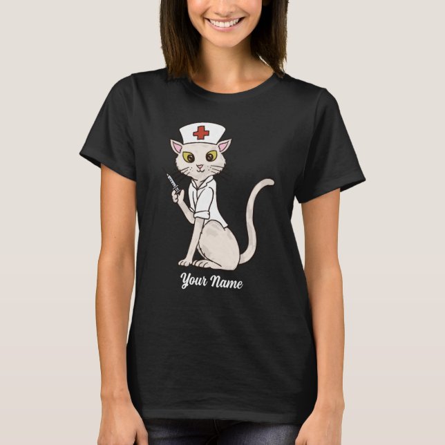 Nurse Cat - White Kitty Nurse Cat Lover T-Shirt (Vorderseite)