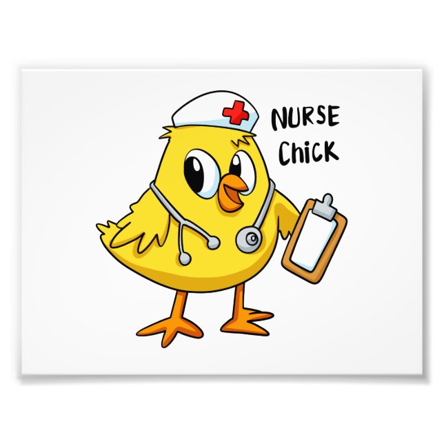 Nurse chick Cartoon | Hintergrundfarbe auswählen Fotodruck (Vorne)