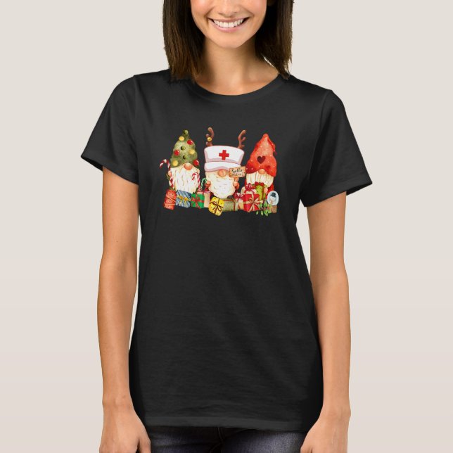 Nurse Christmas Gnomes Cute Nurses Xmas Pajamas PJ T-Shirt (Vorderseite)
