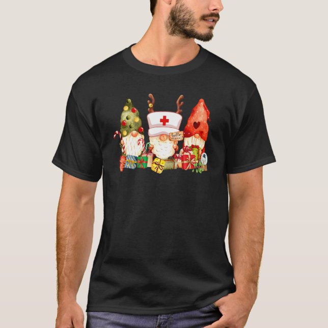Nurse Christmas Gnomes Cute Nurses Xmas Pajamas PJ T-Shirt (Vorderseite)