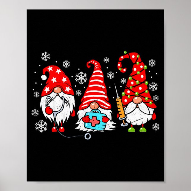 Nurse Christmas Gnomes Xmas Scrub Top Er Rn Nursin Poster (Vorne)