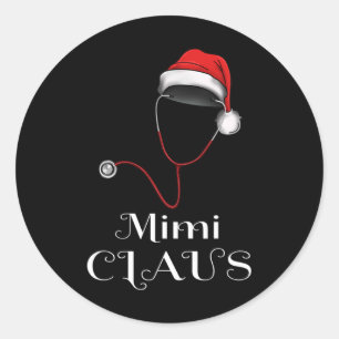 Nurse Christmas Mimi Claus Matching Pajama Santa H Runder Aufkleber