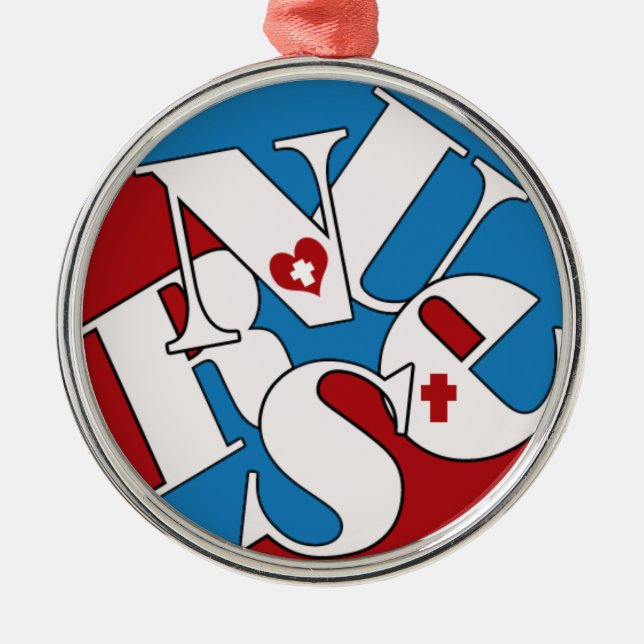 NURSE CHRISTMAS ORNATION JUMBLED LETTERS FLIESSEN ORNAMENT AUS METALL (Vorne)