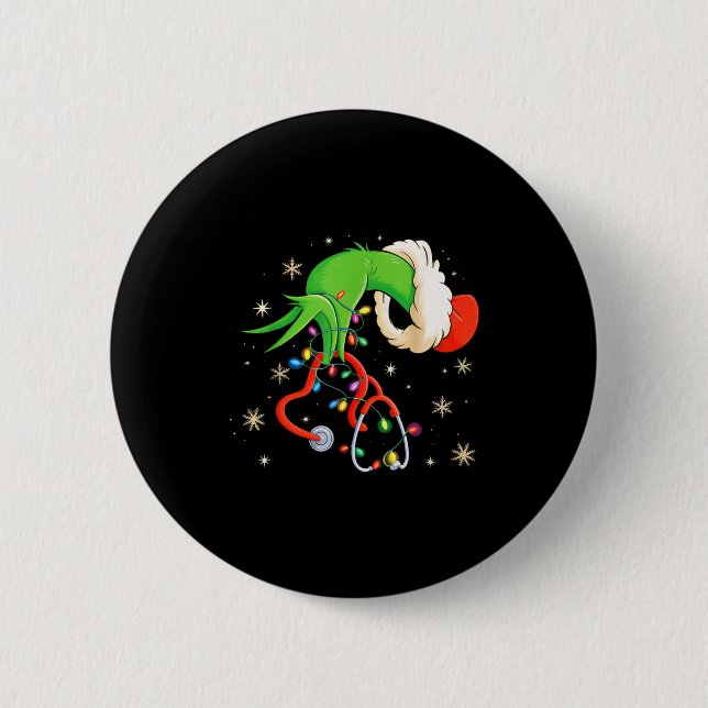 Nurse Christmas Stethoscope Nurses Xmas Santa Wome Button (Vorderseite)