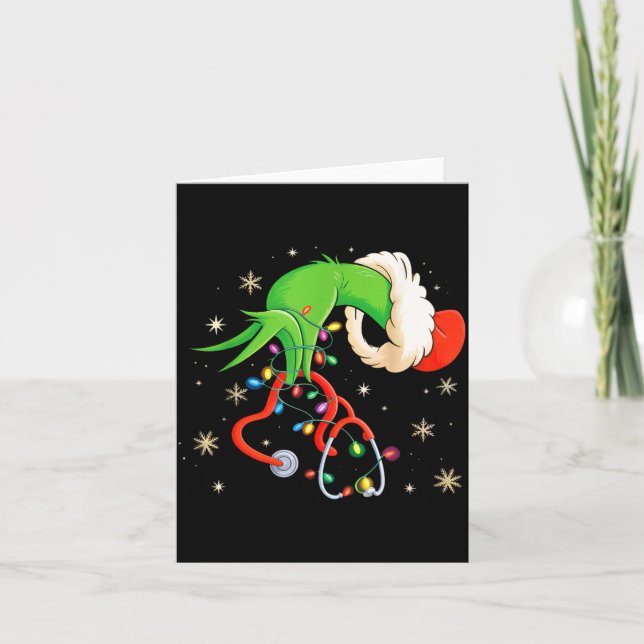 Nurse Christmas Stethoscope Nurses Xmas Santa Wome Karte (Vorderseite)