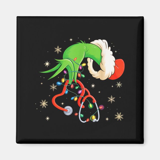 Nurse Christmas Stethoscope Nurses Xmas Santa Wome Magnet (Vorne)
