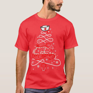 Nurse Christmas Tree Stethoscope RN LPN Scrub Nurs T-Shirt