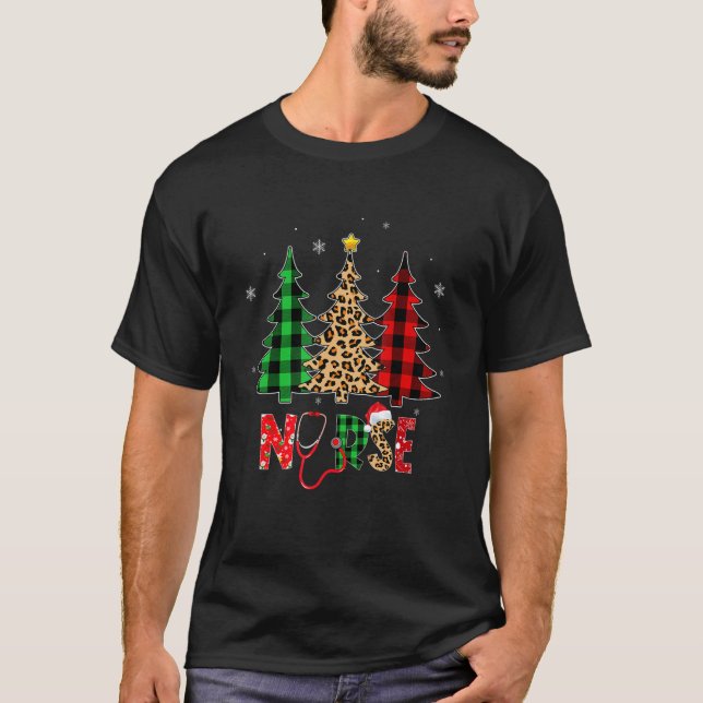 Nurse Christmas Tree Stethoscope RN LPN Scrub Nurs T-Shirt (Vorderseite)