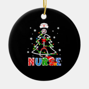 Nurse Christmas Tree Stethoscope RNLPN Scrub Keramik Ornament