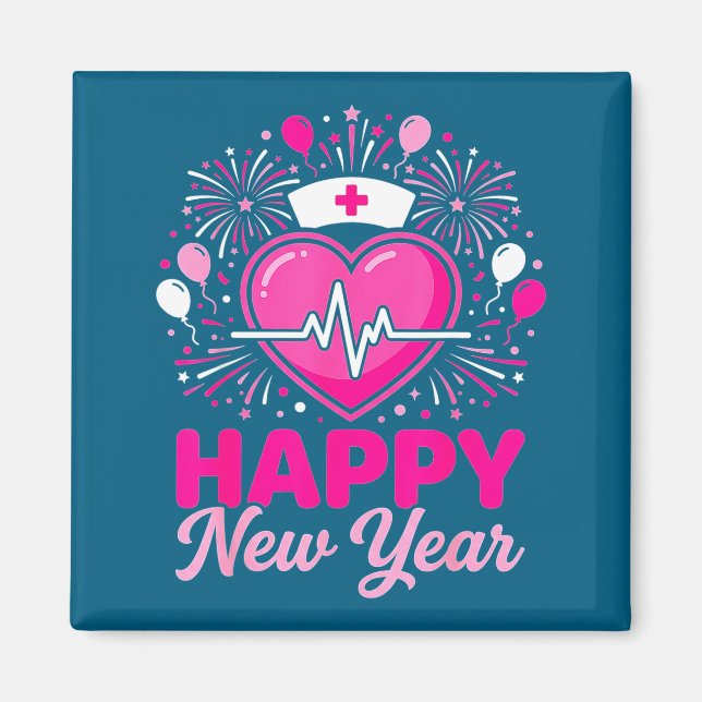 Nurse Crew Heartbeat Nye Countdown Party Year Happ Magnet (Vorne)