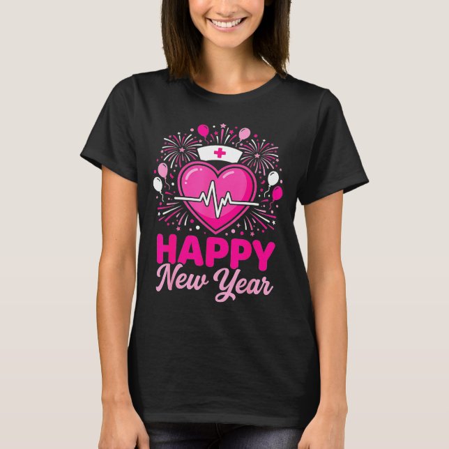 Nurse Crew Heartbeat Nye Countdown Party Year Happ T-Shirt (Vorderseite)