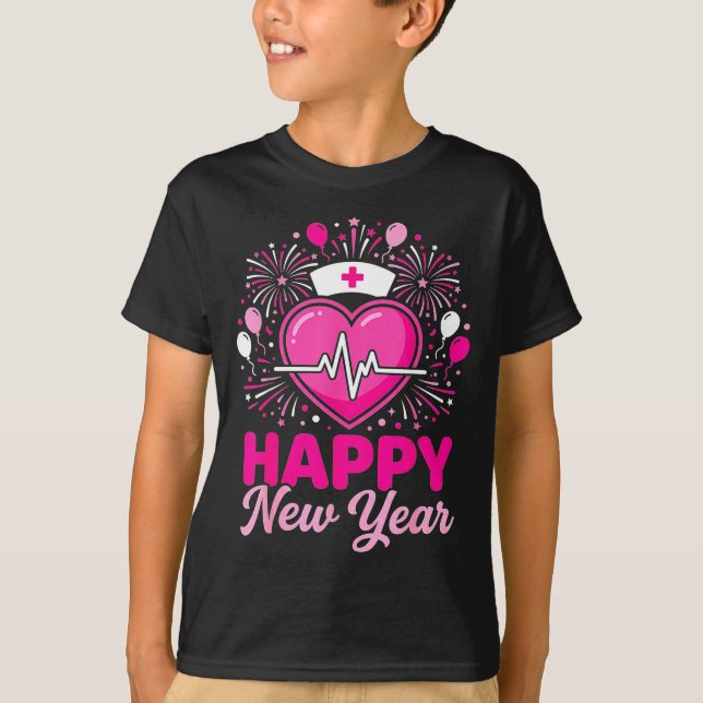 Nurse Crew Heartbeat Nye Countdown Party Year Happ T-Shirt (Vorderseite)