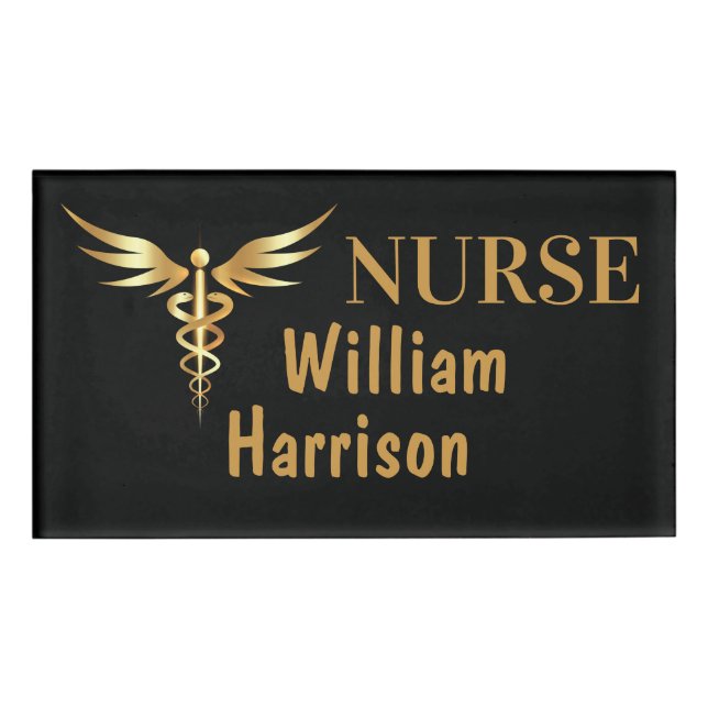 Nurse Customize Caduceus Namenschild (Vorderseite)