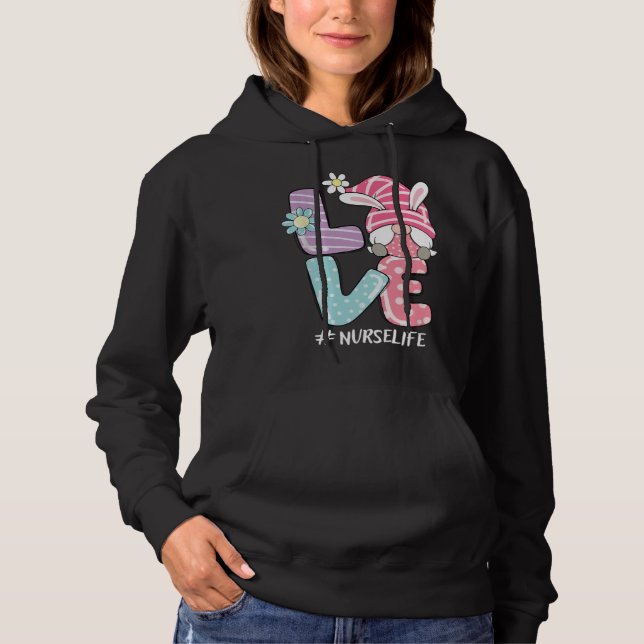 Nurse Cute Gnome Bunny Love  Easter Day Christians Hoodie (Vorderseite)