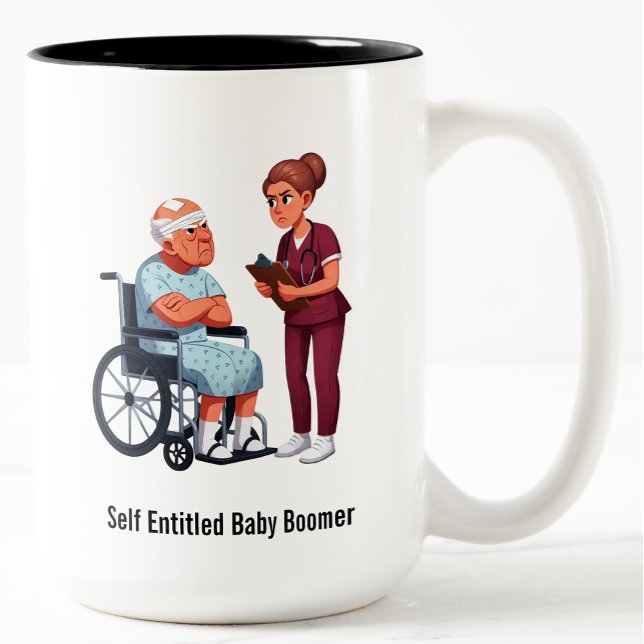 Nurse Dealing With Self Entitled Elderly Patient  Zweifarbige Tasse (Von Creator hochgeladen)