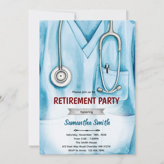 Nurse doctor retirement invitation einladung (Vorderseite)