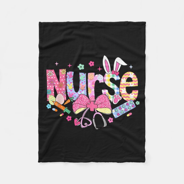 Nurse Easter Day Cute Coquette Stethoscope Nursing Fleecedecke (Vorderseite)