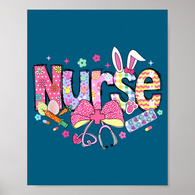 Nurse Easter Day Cute Coquette Stethoscope Nursing Poster (Vorne)