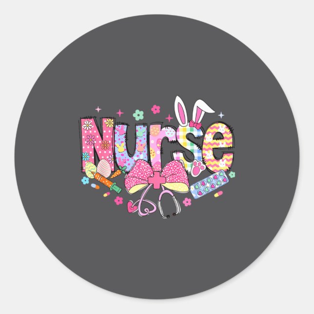 Nurse Easter Day Cute Coquette Stethoscope Nursing Runder Aufkleber (Vorderseite)