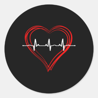 Nurse Ekg Hebeat Liebe Kardiogramm Hollow Ecg He P Runder Aufkleber