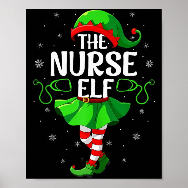 Nurse Elf Christmas Girls Women Elf Squad Xmas Fam Poster (Vorne)