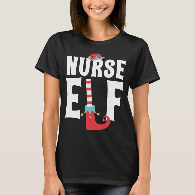 Nurse Elf Niedlich Funny Weihnachtskostüm T-Shirt (Vorderseite)