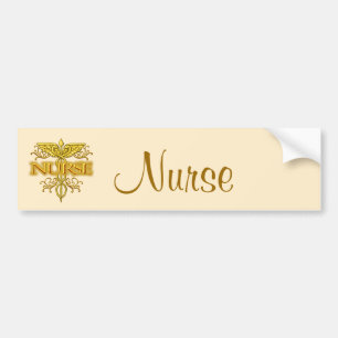 Nurse Extravagant Gold Caduceus Autoaufkleber