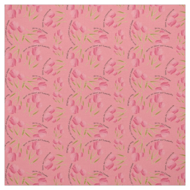 Nurse Fabric Tulips Design Dark Peachy Pink Stoff (Muster)