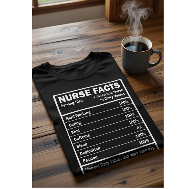 Nurse Facts Nutrition Label Funny Nurse Gift T-Shirt (Von Creator hochgeladen)