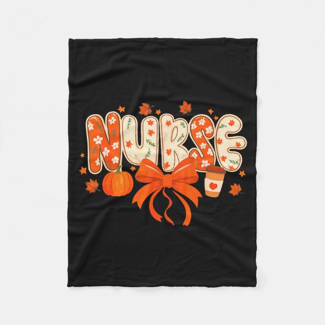 Nurse Fall Autumn Pumpkin Sce Coffee Thanksgiving  Fleecedecke (Vorderseite)